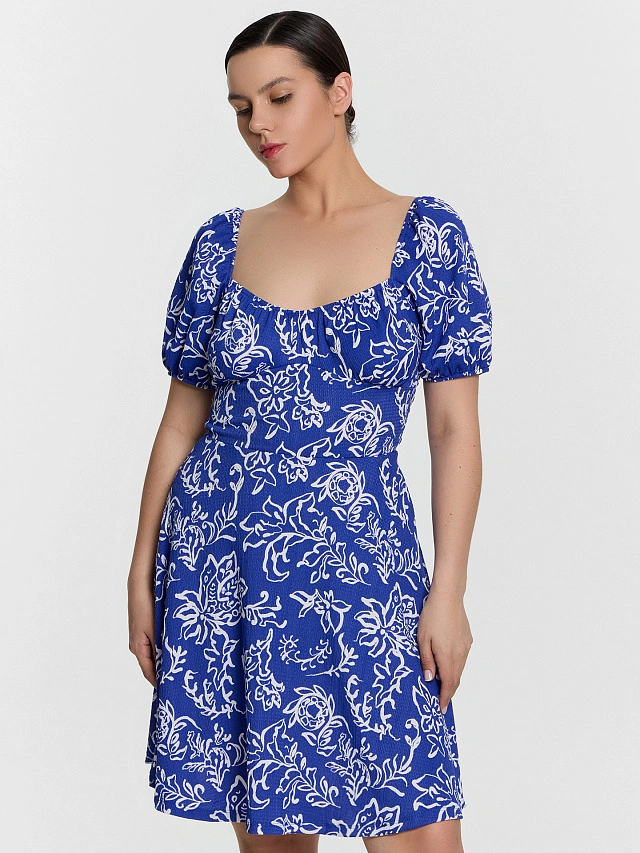 Платье женское синее с узорами - 6