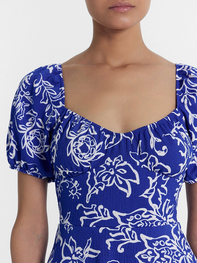 Платье женское синее с узорами - 7