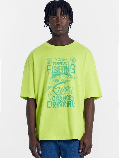 картинка Футболка мужская лаймово-зеленая с печатью от магазина мужской одежды Mark Formelle