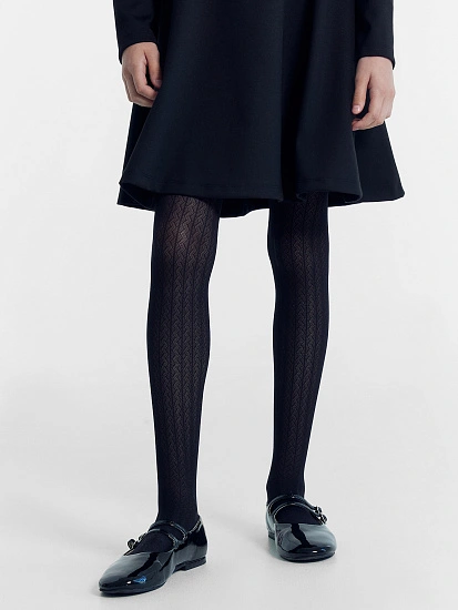 картинка Колготки детские черные с рисунком в виде зигзагов от известного бренда одежды для девочек Mark Formelle