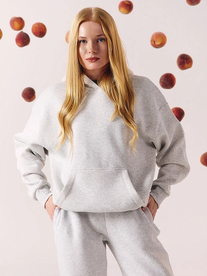 картинка Теплое худи женское серое с начесом от магазина стильной одежды Mark Formelle