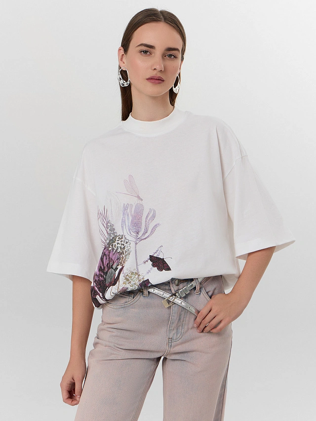 Футболка женская белая с печатью - 7