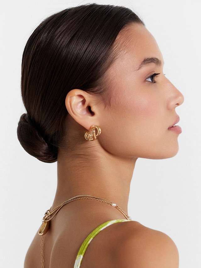 Серьги женские в золотистом цвете - 3