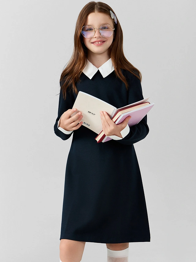 Платье для девочек в синем цвете - 6