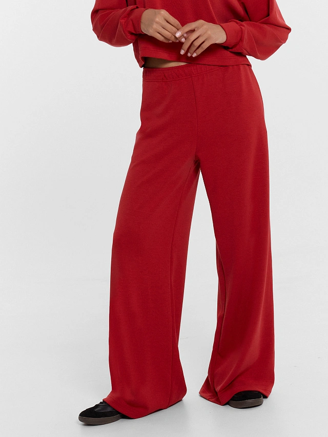 Брюки палаццо женские красные - 2