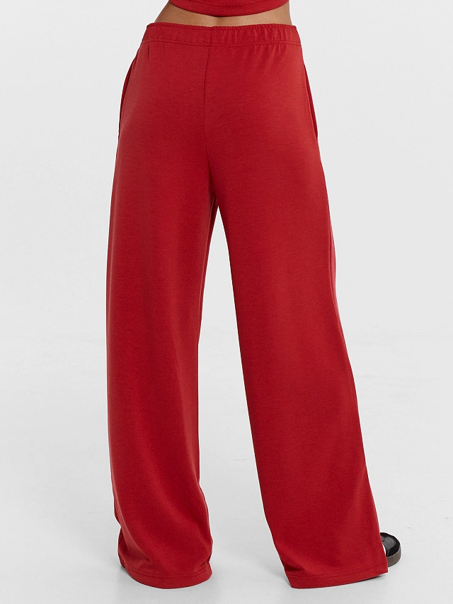 Брюки палаццо женские красные - 3