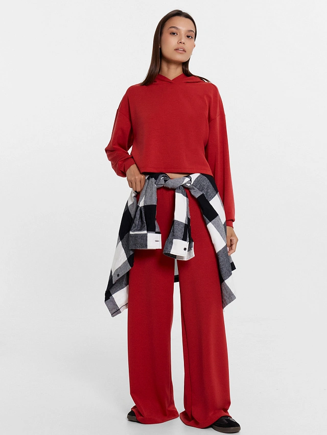 Брюки палаццо женские красные - 5