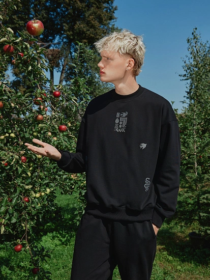 картинка Свитшот мужской черный с орнаментом  от магазина мужской одежды Mark Formelle