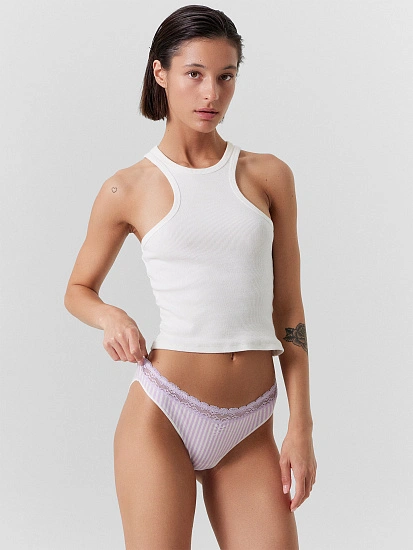 картинка Трусы женские слипы в сиреневую полоску от магазина стильной одежды Mark Formelle