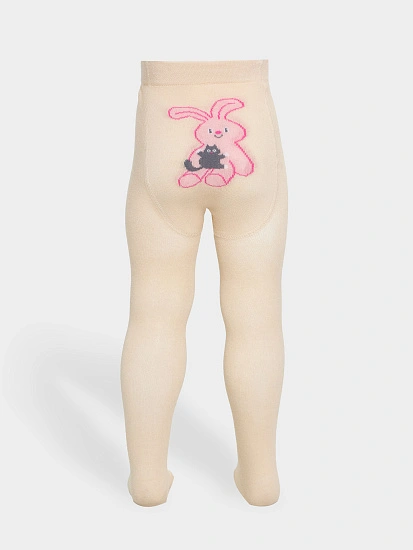 картинка Колготки детские бежевые с рисунком в виде зайчика от известного бренда одежды для девочек Mark Formelle