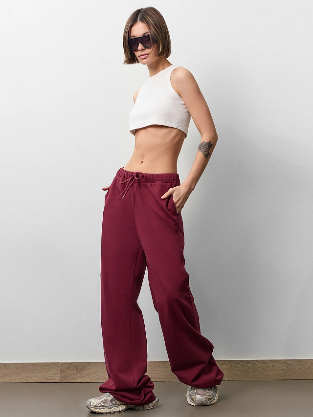 Брюки женские в винно-красном цвете - 4