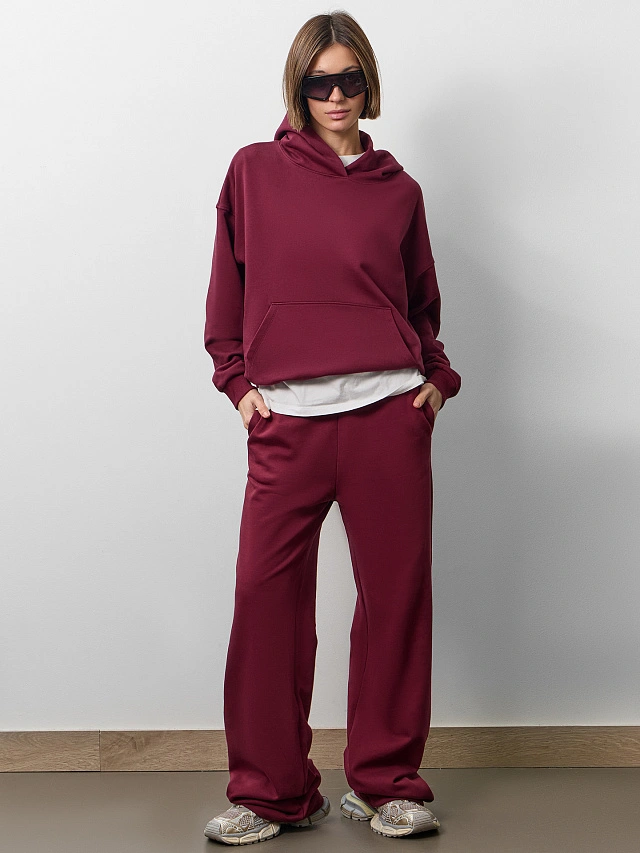 Брюки женские в винно-красном цвете - 12