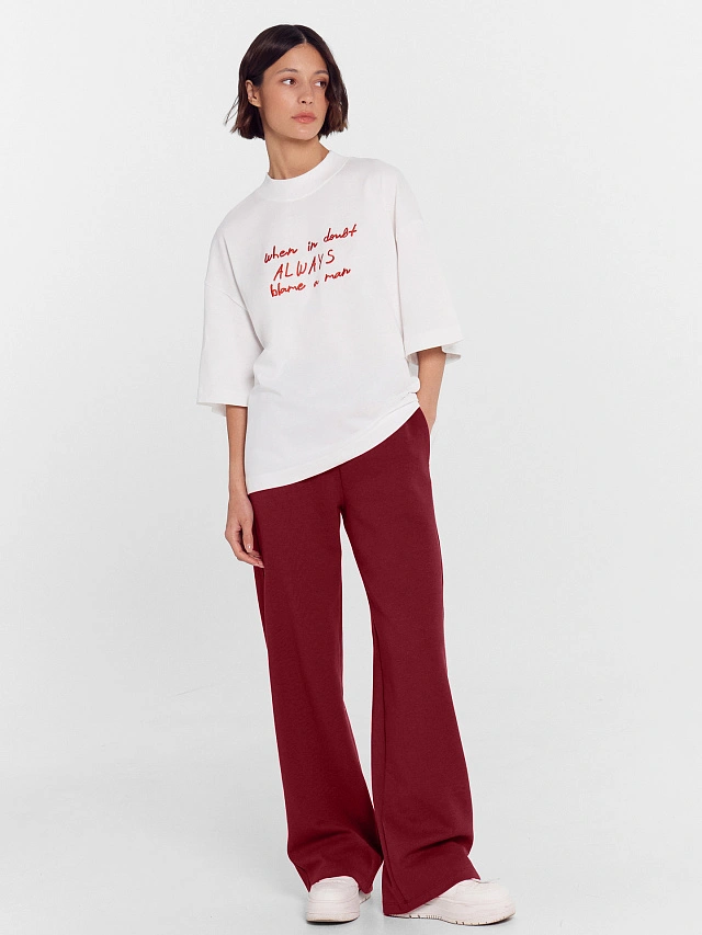 Брюки женские в вишнево-красном цвете - 5