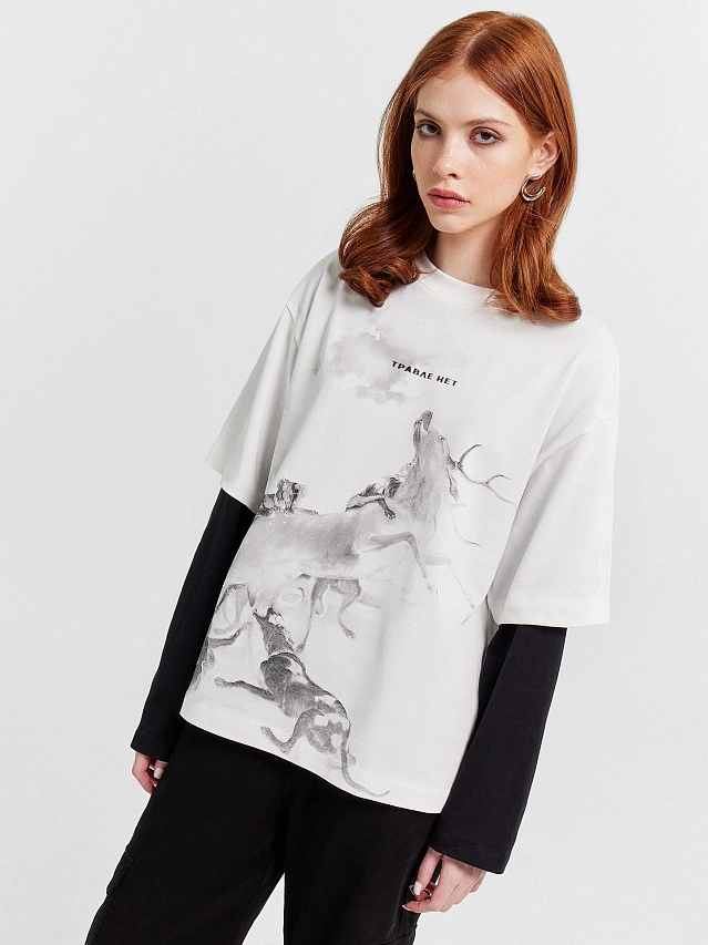 Футболка женская белая с печатью - 5