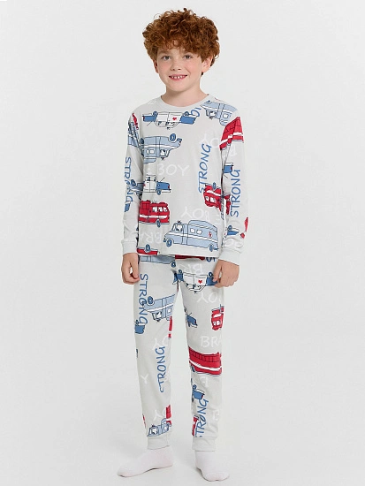 картинка Комплект для мальчиков (джемпер, брюки) серые с машинками  от магазина одежды для мальчиков от бренда Mark Formelle