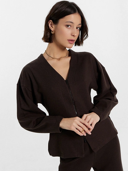 картинка Жакет женский в шоколадно-коричневом цвете  от магазина стильной одежды Mark Formelle