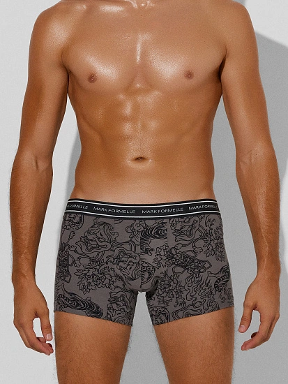 картинка Трусы мужские боксеры серые с принтом в виде тату  от магазина мужской одежды Mark Formelle