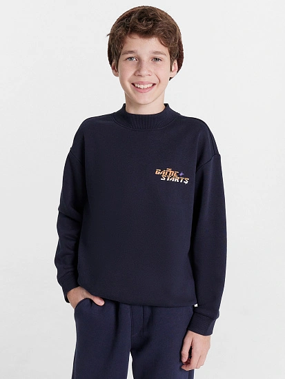 картинка Свитшот для мальчиков синий с принтом  от магазина одежды для мальчиков от бренда Mark Formelle
