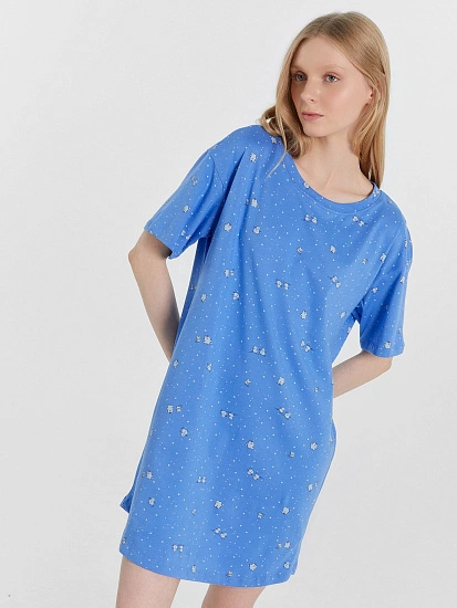 картинка Сорочка ночная женская синяя с принтом  от магазина стильной одежды Mark Formelle