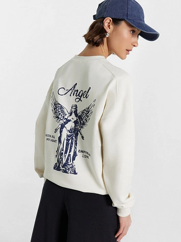 Свитшот женский белый с принтом "angel"
