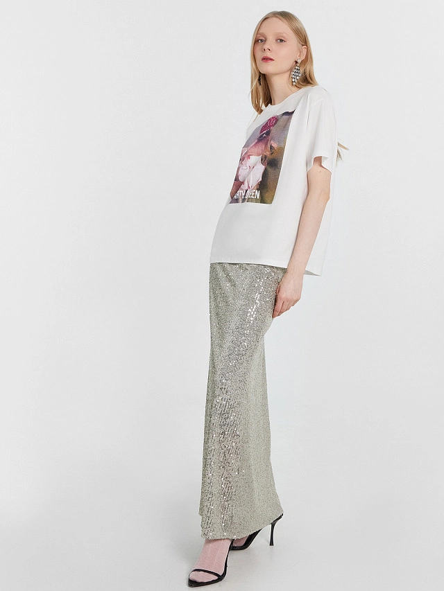 Футболка женская белая с принтом и надписью "Party Queen" - 8