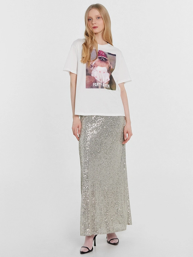 Футболка женская белая с принтом и надписью "Party Queen" - 5