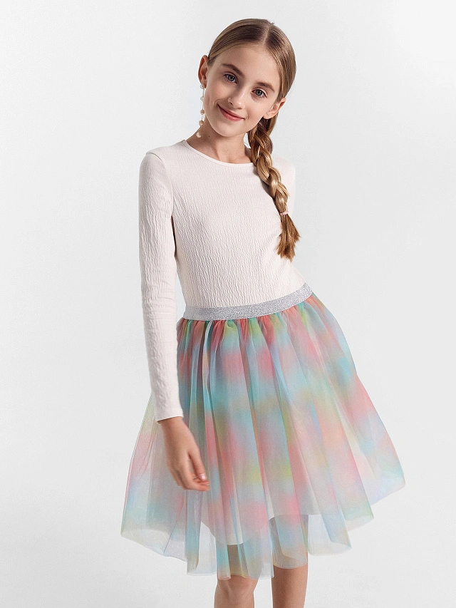 Платье для девочек нарядное с юбкой из фатина - 2