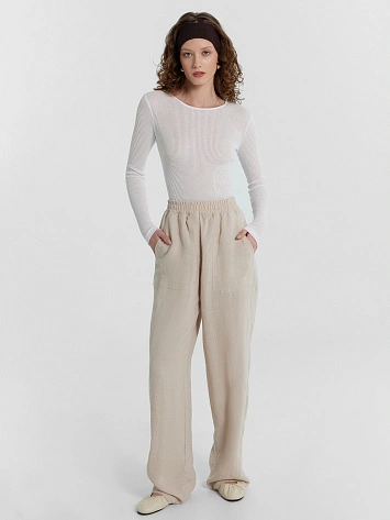 Брюки женские бежевые из коллекции "premium linen"