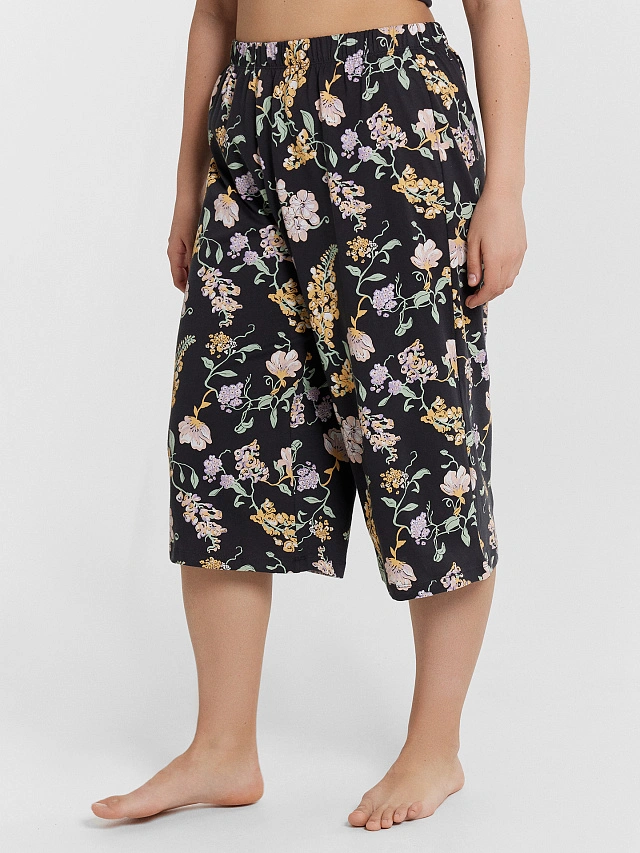 Пижама женская графитовая с цветочным принтом - 4