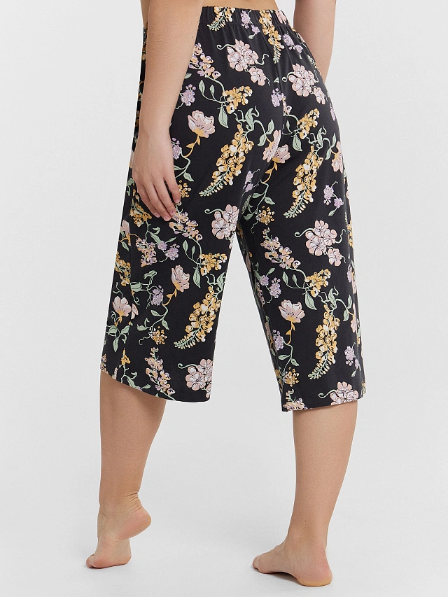 Пижама женская графитовая с цветочным принтом - 5