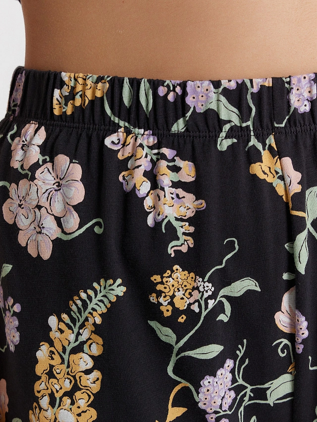 Пижама женская графитовая с цветочным принтом - 7