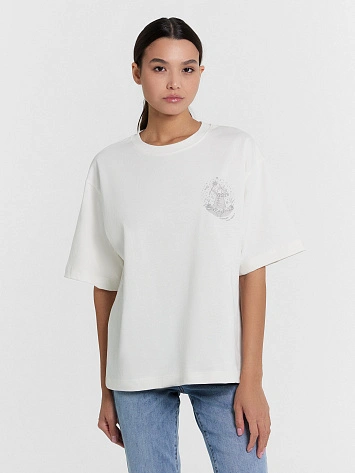 Футболка женская белая с рождественским принтом