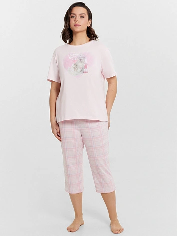 Пижама женская розовая с принтом "party queen"