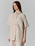 Рубашка женская бежевая свободного силуэта льняная