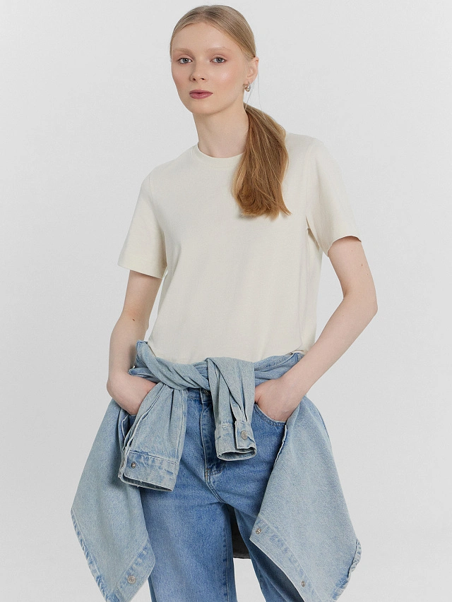 Футболка женская бежевая - 5