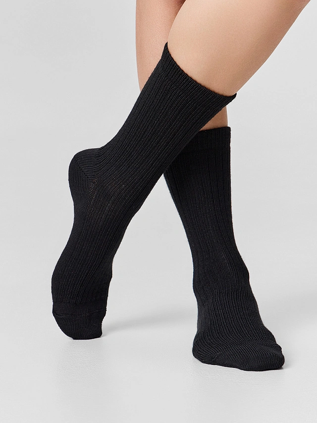 Носки женские высокие черные - 4
