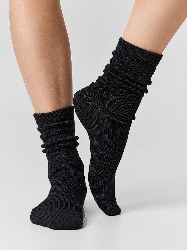 Носки женские высокие черные - 9