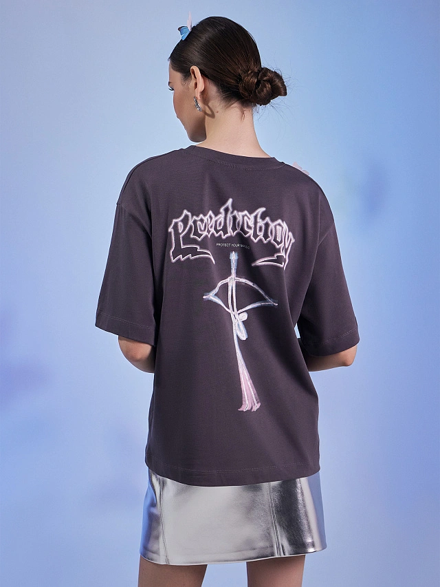 Футболка женская серая с принтом "Prediction" - 2