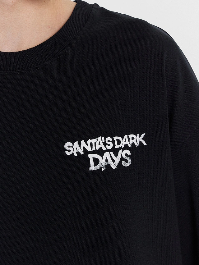 Футболка мужска черная оверсайз с принтом «Santa’s dark day» - 4