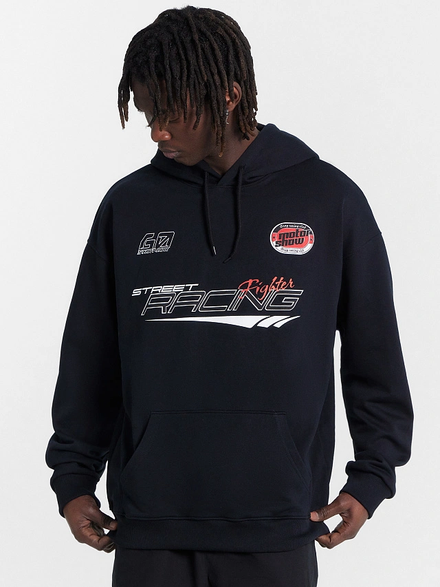 Худи мужское черное с принтом "Street racing" - 2