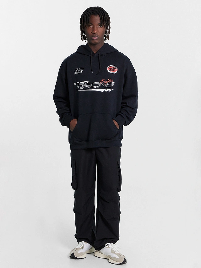 Худи мужское черное с принтом "Street racing" - 3