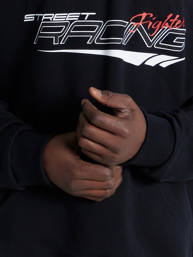 Худи мужское черное с принтом "Street racing" - 6
