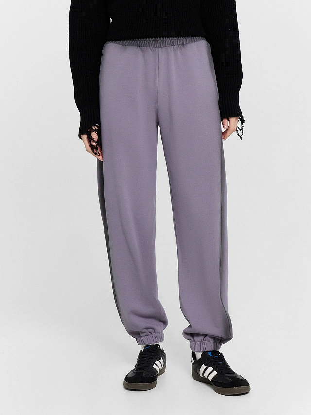 Брюки джоггеры женские серые с обработкой эйсид - 2