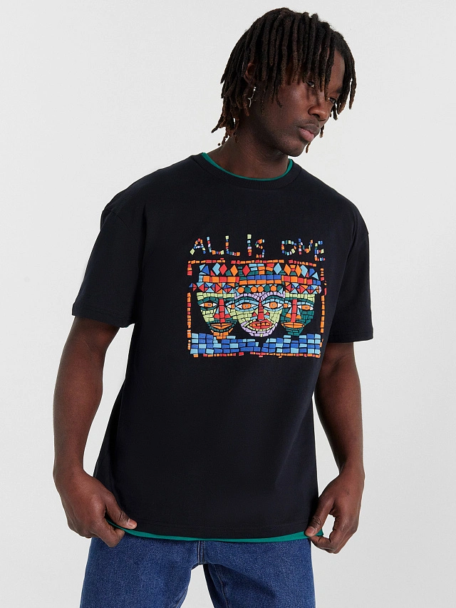 Футболка мужская черная с объемной печатью - 5