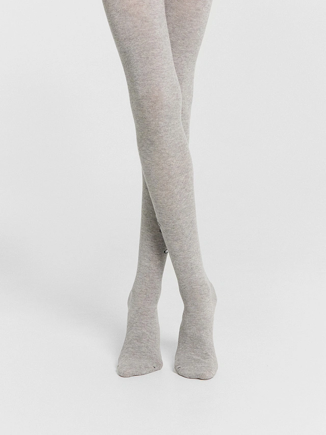 Колготки детские серые с узором в виде лисенка - 7