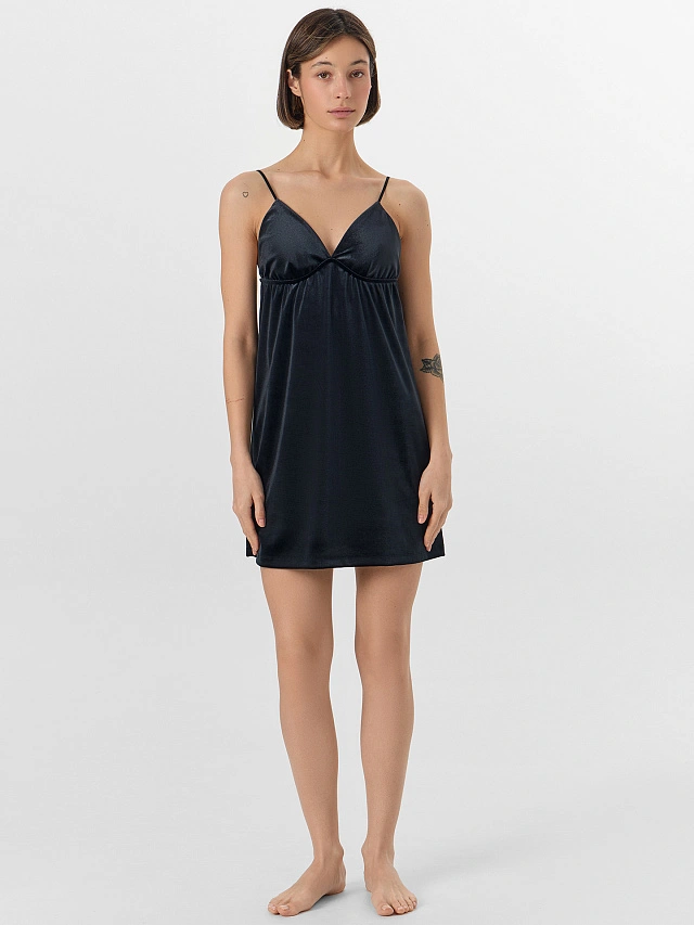 Платье домашнее женское велюровое черное - 3