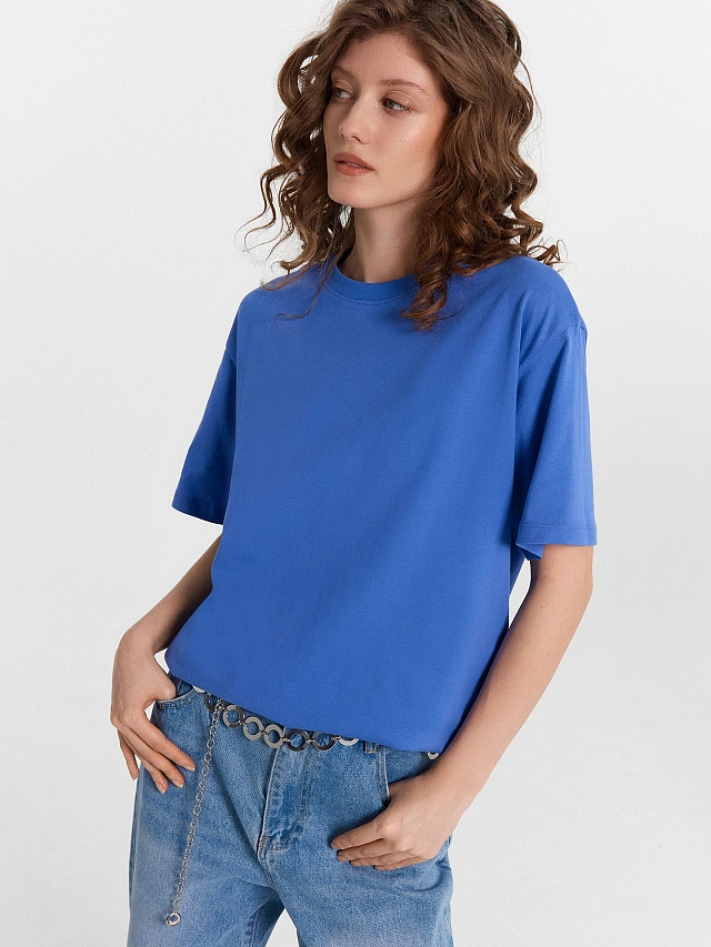 Футболка женская синяя - 5