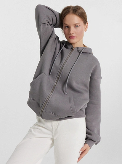 картинка Толстовка женская серая на молнии от магазина стильной одежды Mark Formelle