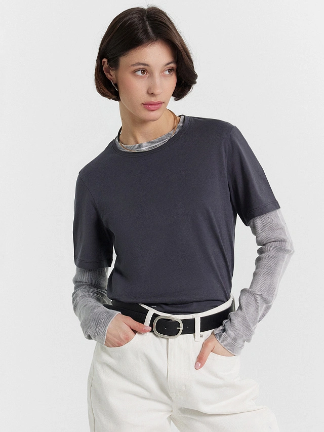 Футболка женская серая - 5