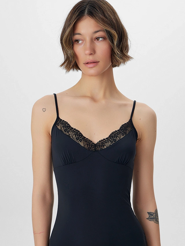 Сорочка ночная женская черная с кружевом - 5